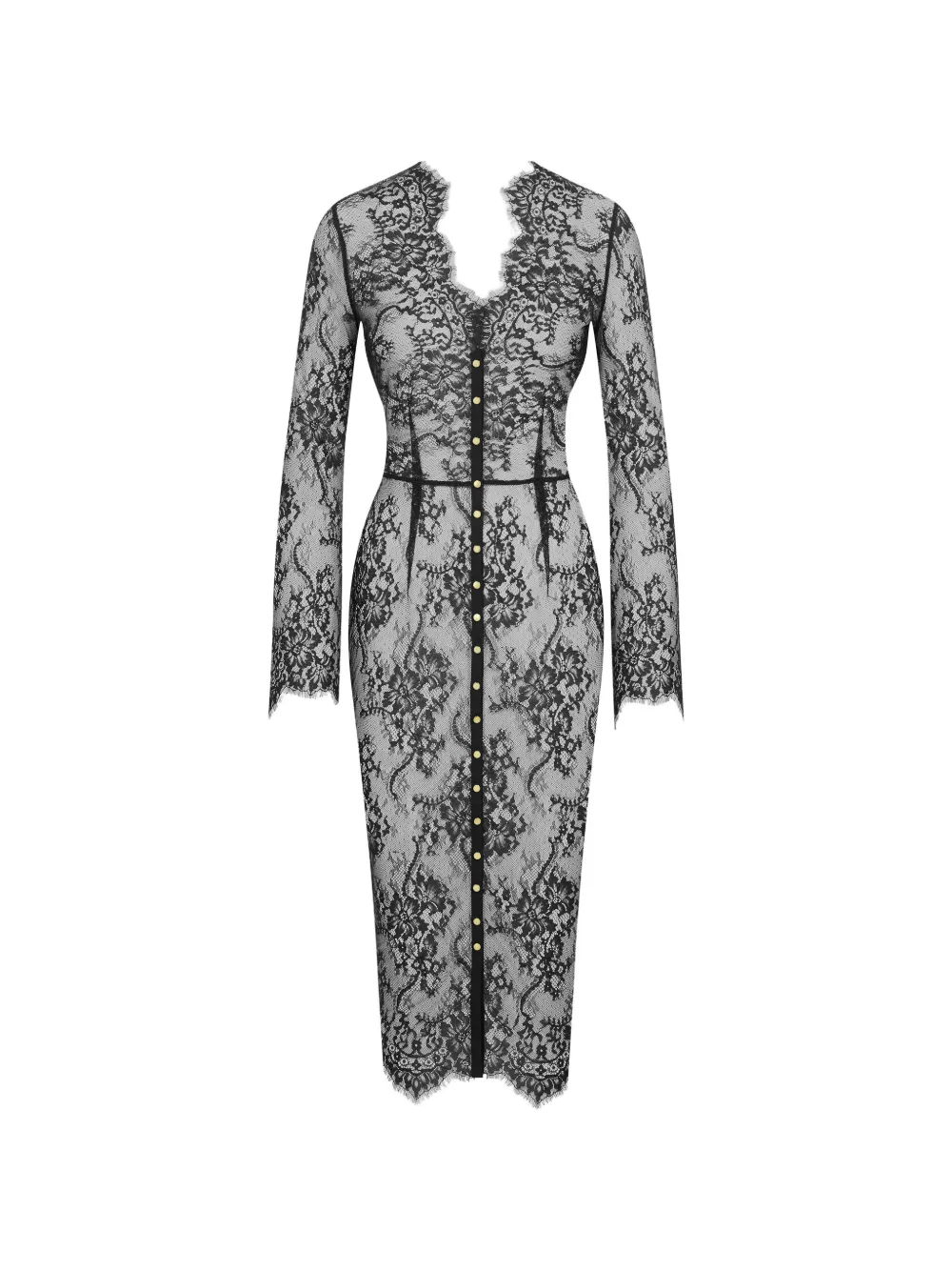 SCANDALE long-sleeved midi dress - Schwarz