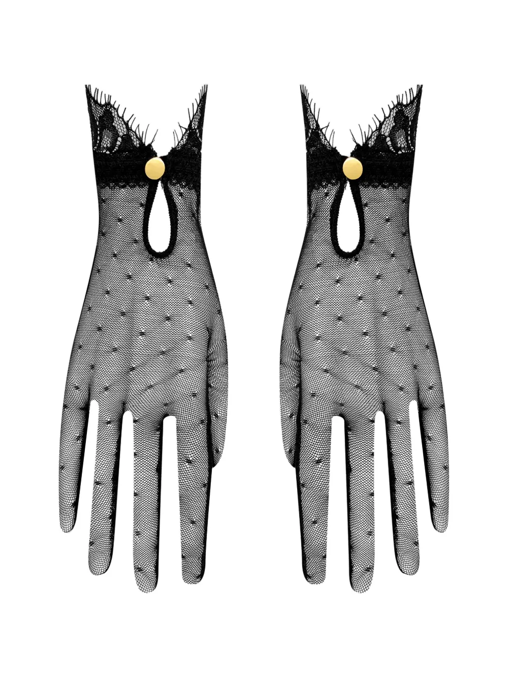 SCANDALE Inspiration Divine lace-trim tulle gloves - Nero
