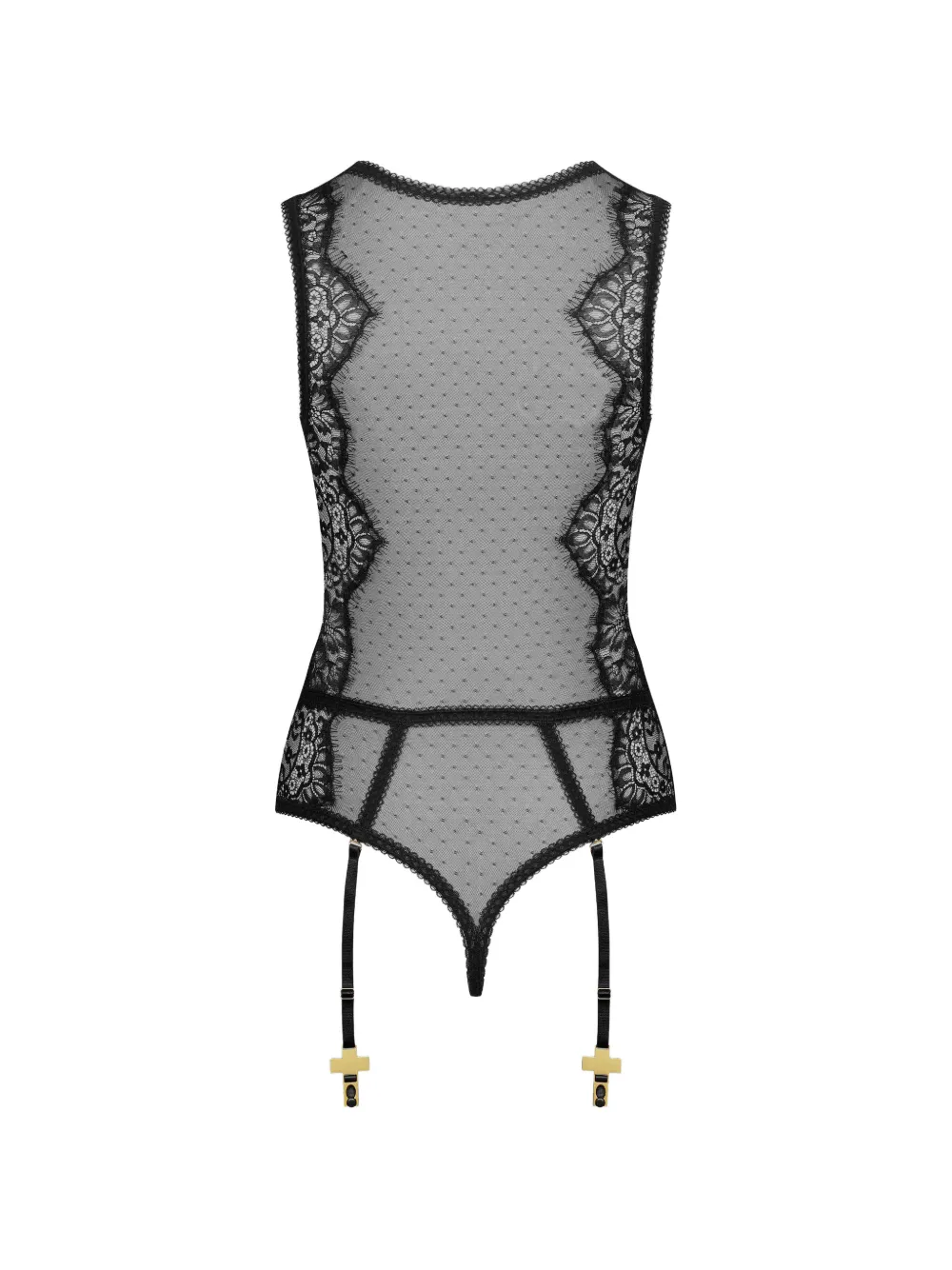 SCANDALE lace-panelled body Zwart