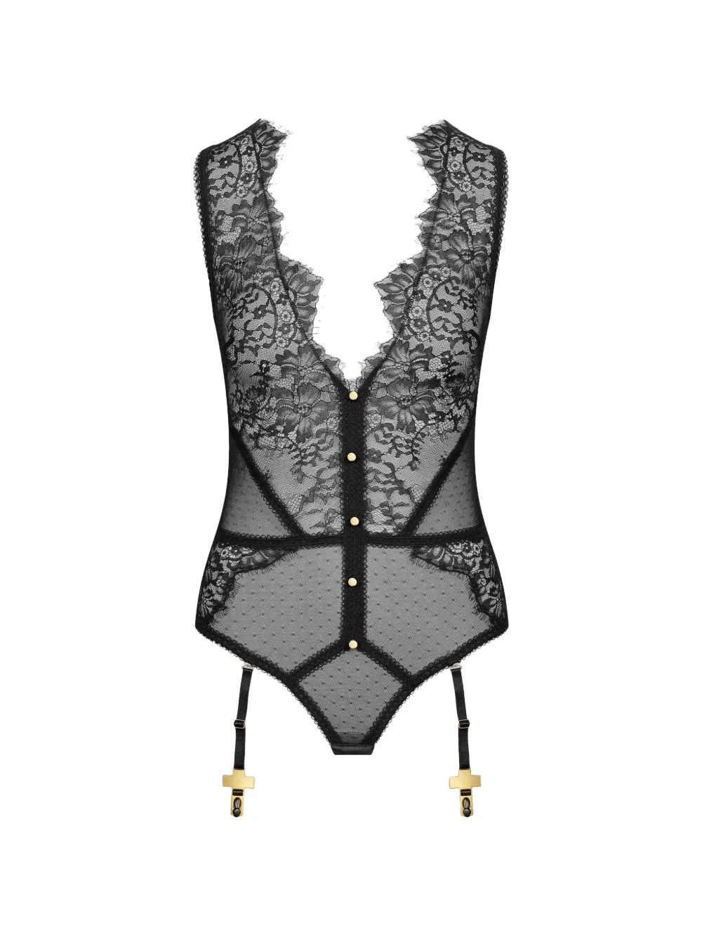 SCANDALE lace-panelled body - Schwarz