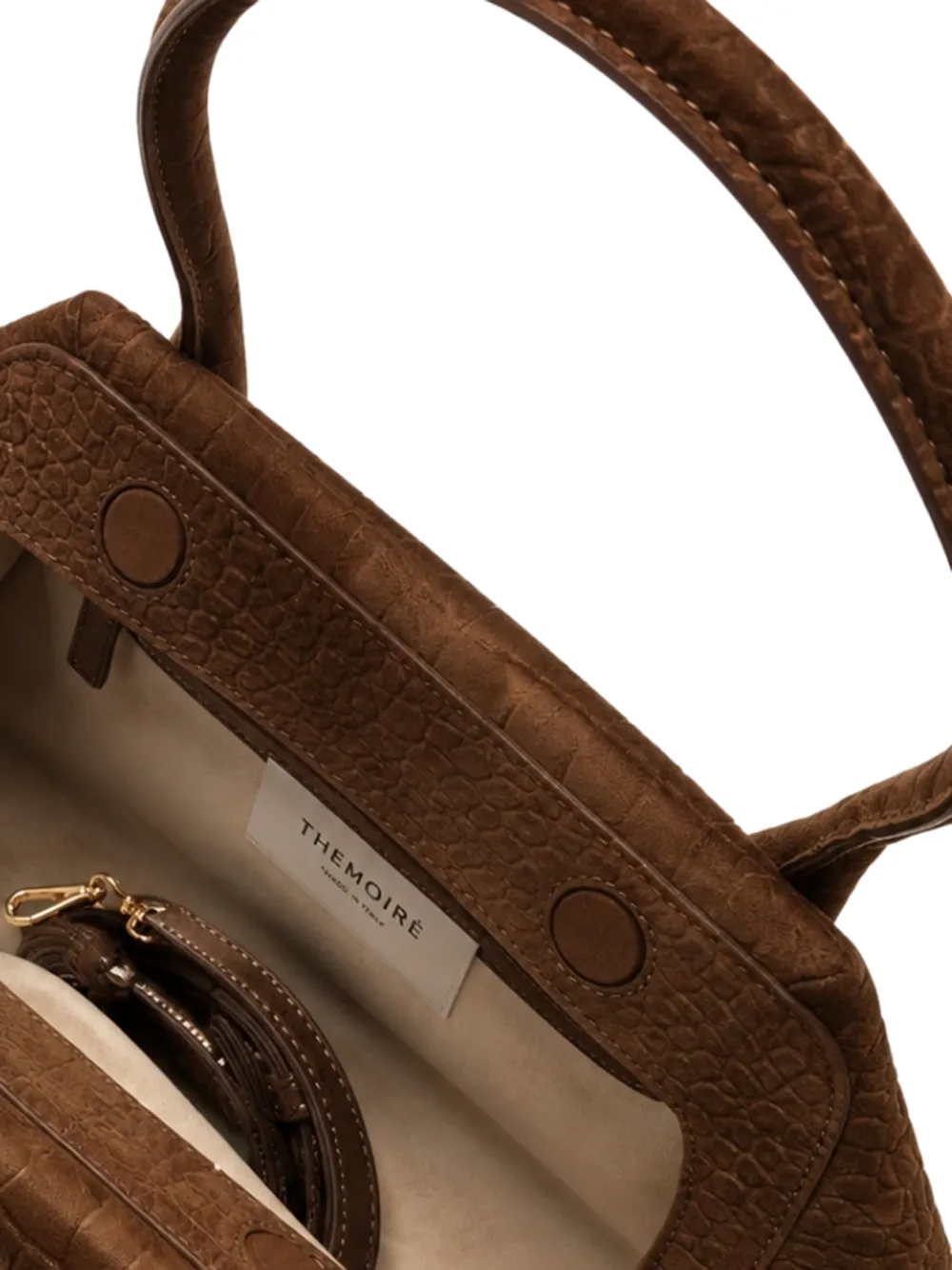 Themoirè medium Talia Trunk croc-effect tote bag Bruin