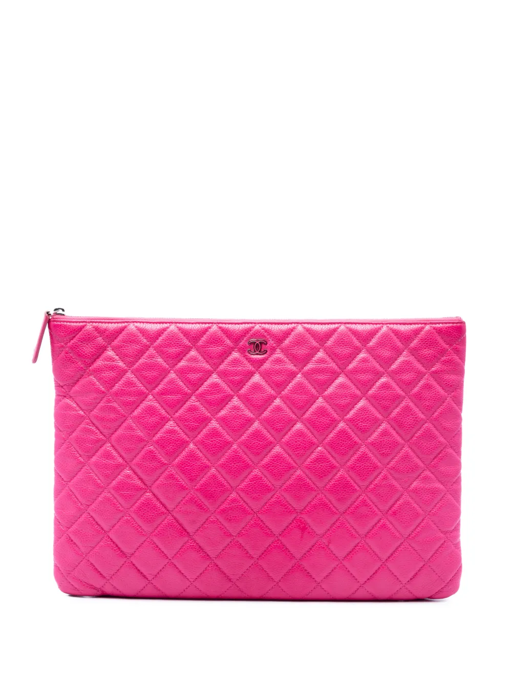 CHANEL Pre-Owned 2014-2015 Large Quilted Caviar O Case clutch bag - Pink