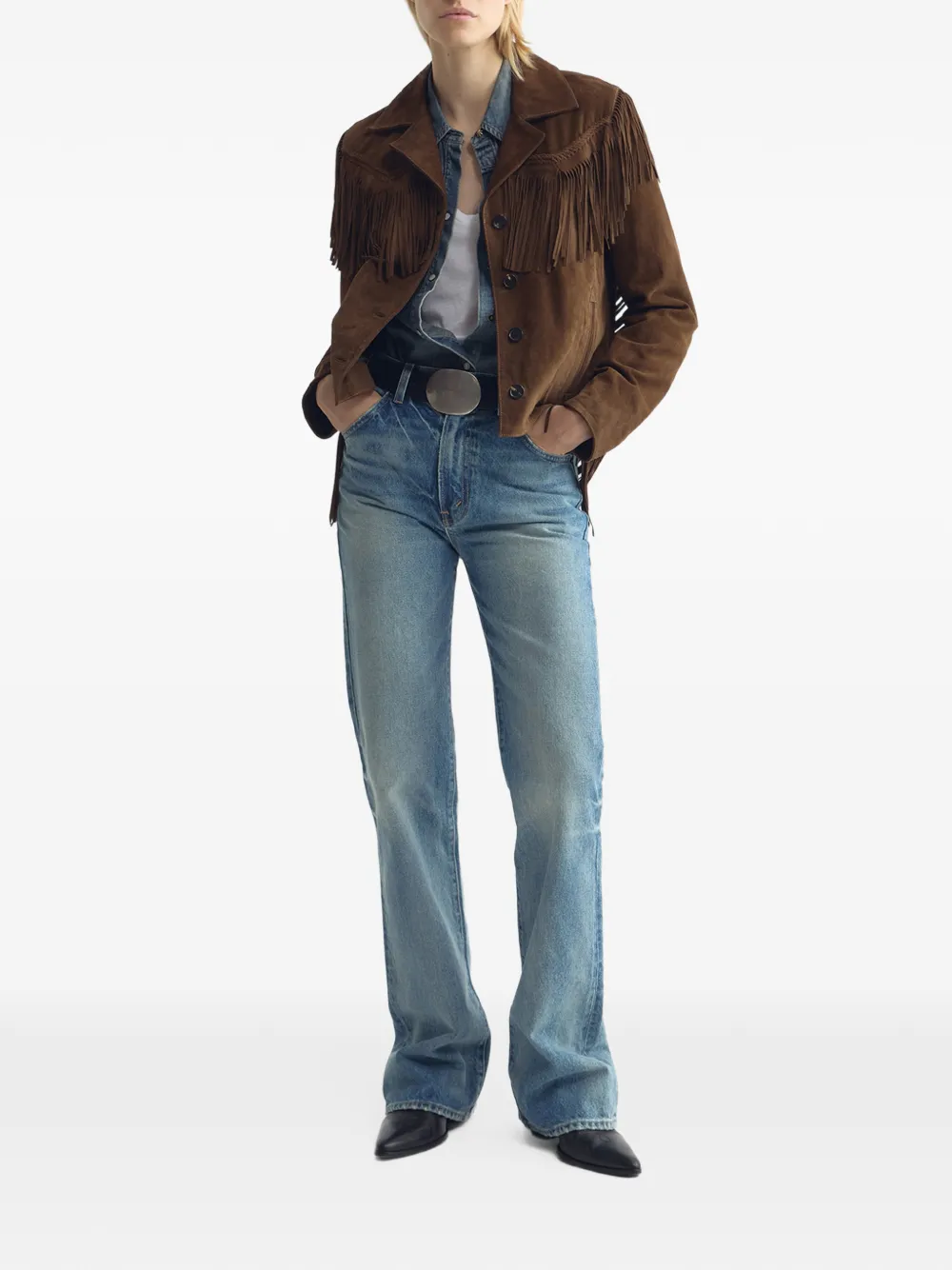 Nili Lotan Eloi fringe-trimmed suede jacket Bruin