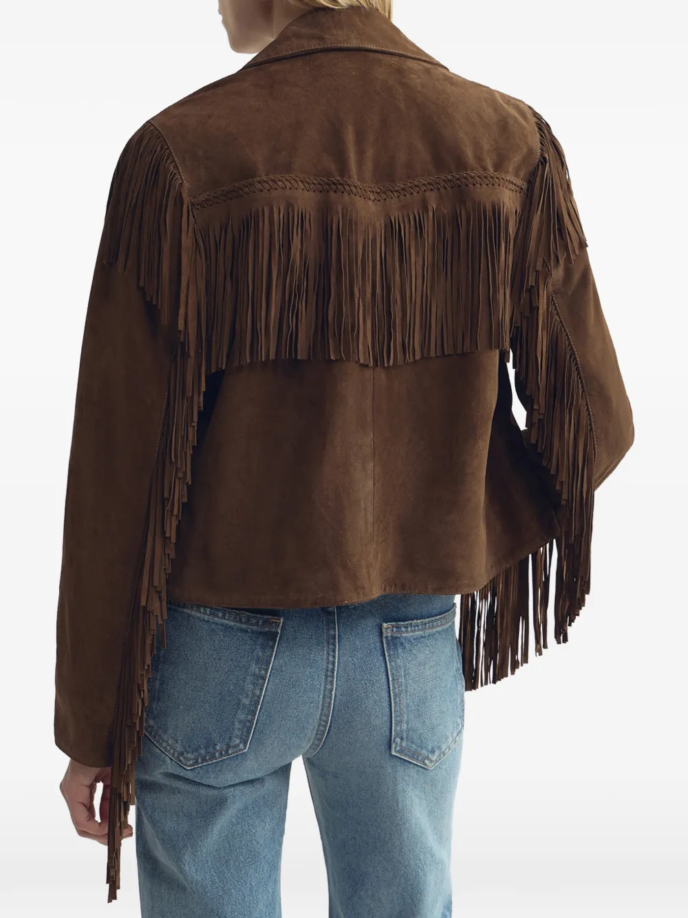 Nili Lotan Eloi fringe-trimmed suede jacket Bruin