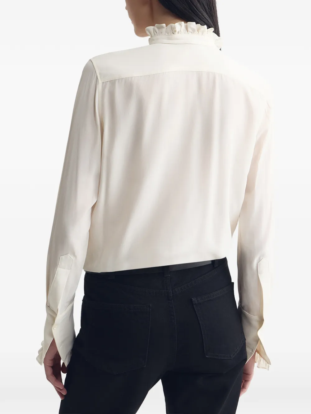 Nili Lotan Elio zijden blouse met afwerking van ruches Beige