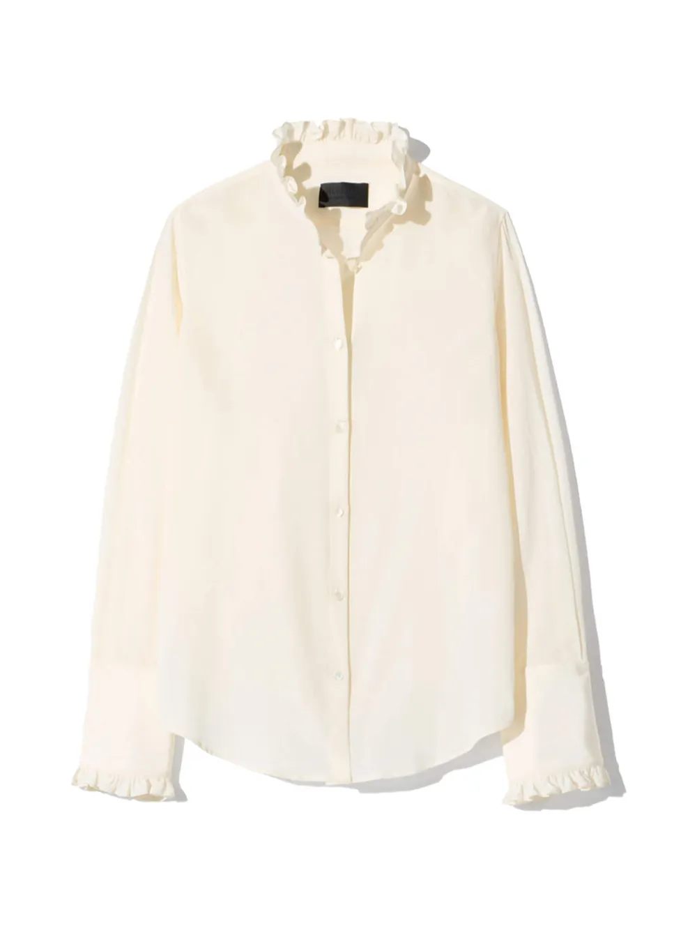 Nili Lotan Elio ruffle-trimmed silk shirt - Nude