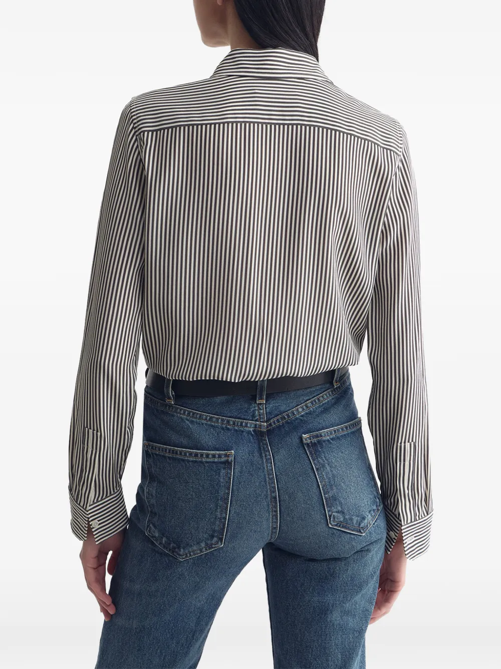 Nili Lotan Gaia gestreepte zijden blouse Bruin