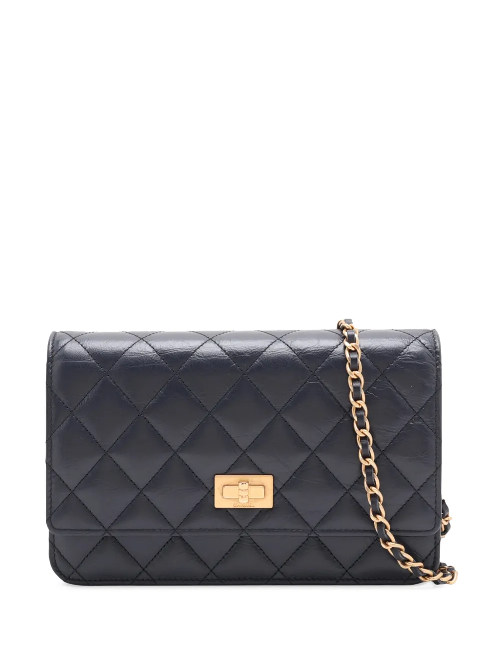 CHANEL Pre-Owned 2014 Quilted Shiny Aged Calfskin Reissue 2.55 Wallet on Chain crossbody bag - Blue