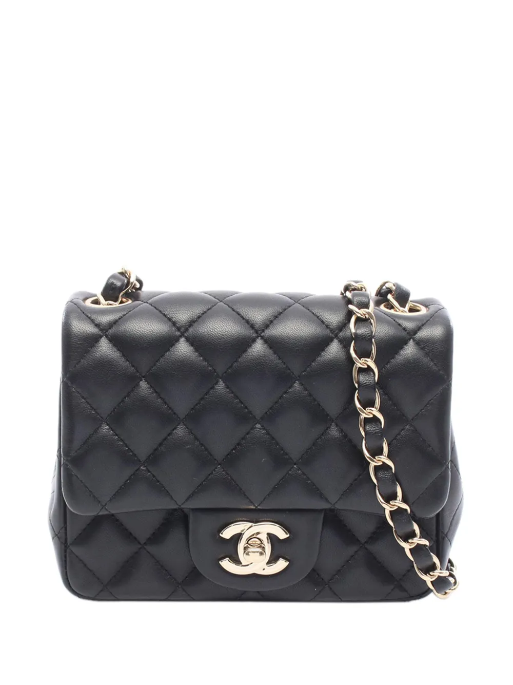 CHANEL Pre-Owned 2019 Mini Square Classic Lambskin Single Flap crossbody bag - Black