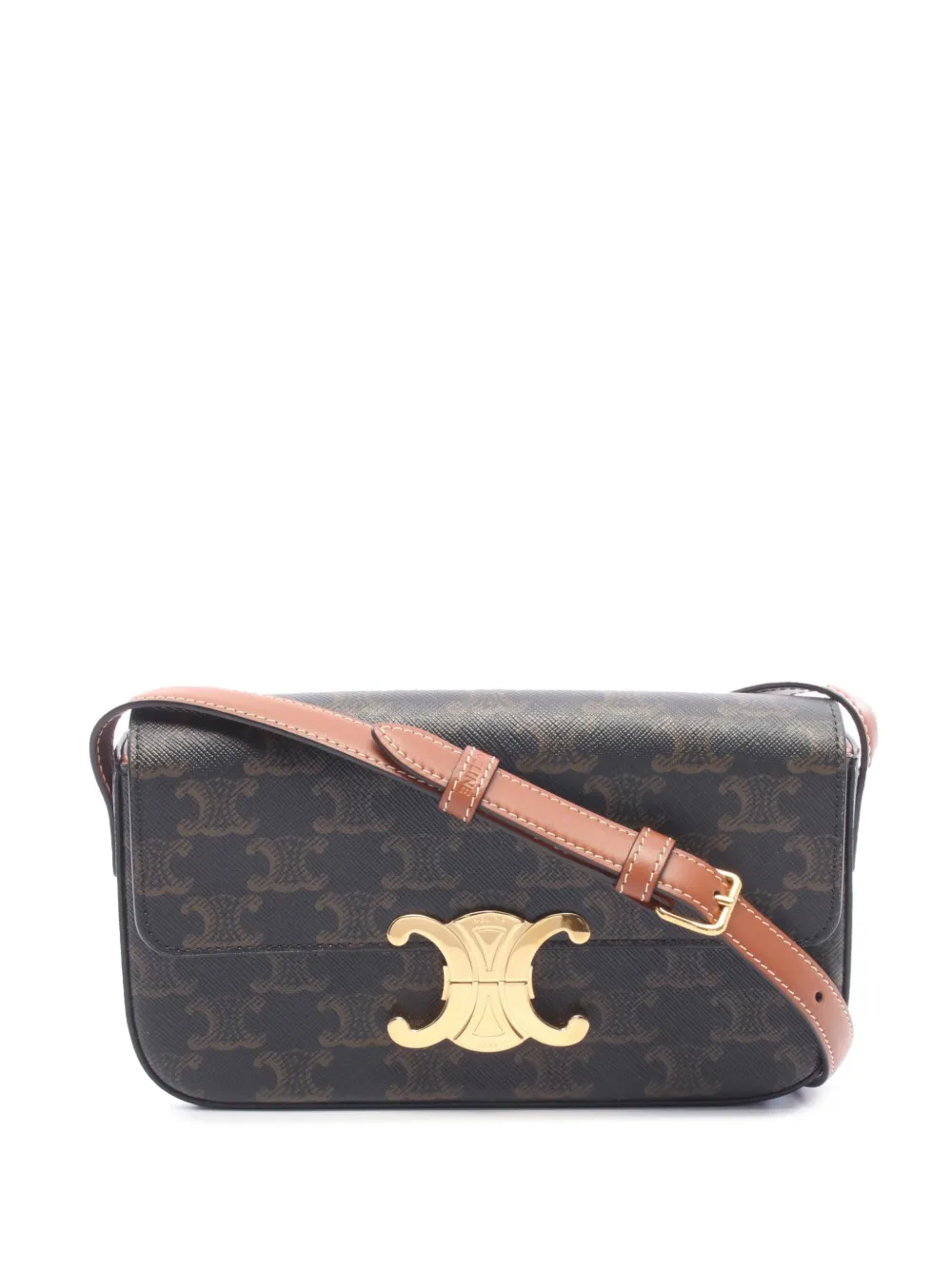Celine Pre-Owned 2010-2026 Triomphe Coated Canvas Claude Chain shoulder bag - Brown