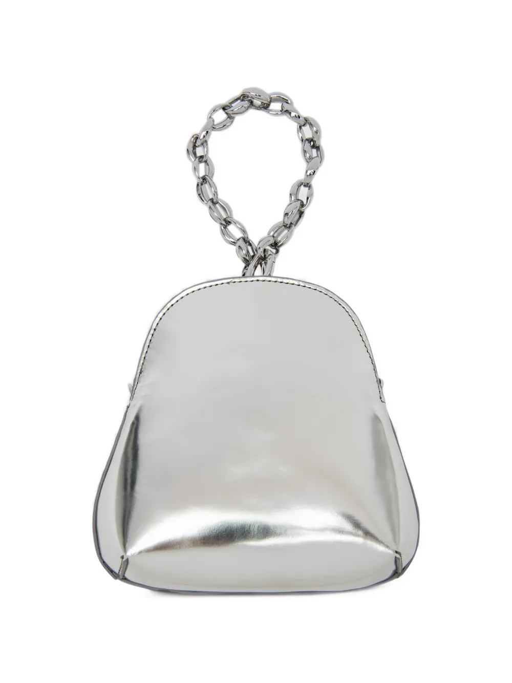 BY FAR Koko metallic-leather top-handle crossbody bag Zilver