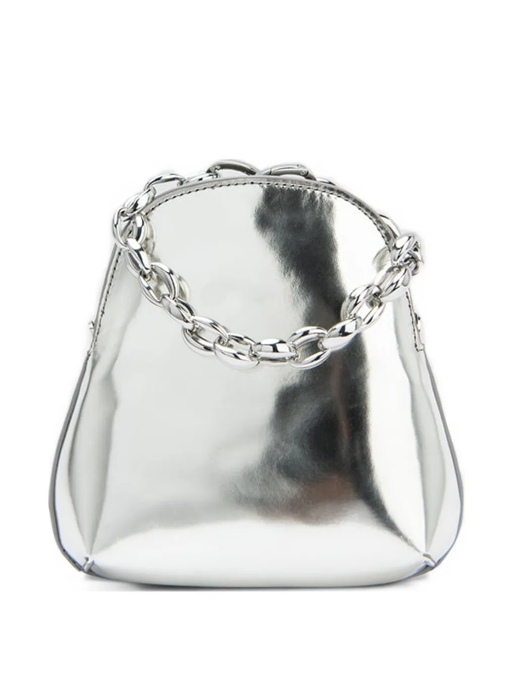 BY FAR Koko metallic-leather top-handle crossbody bag - Argento