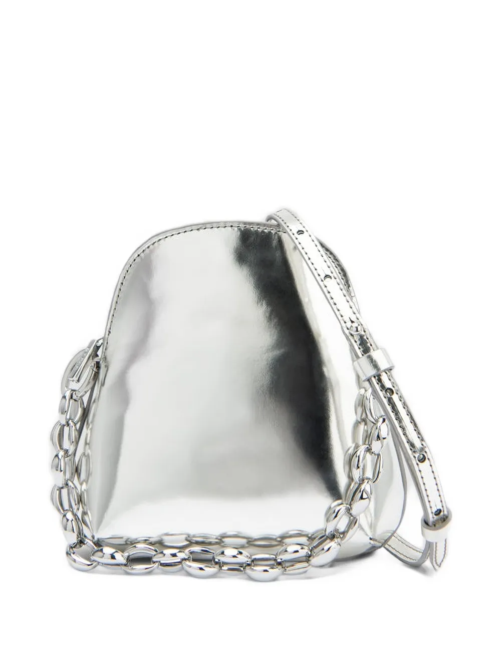 BY FAR Koko metallic-leather top-handle crossbody bag Zilver