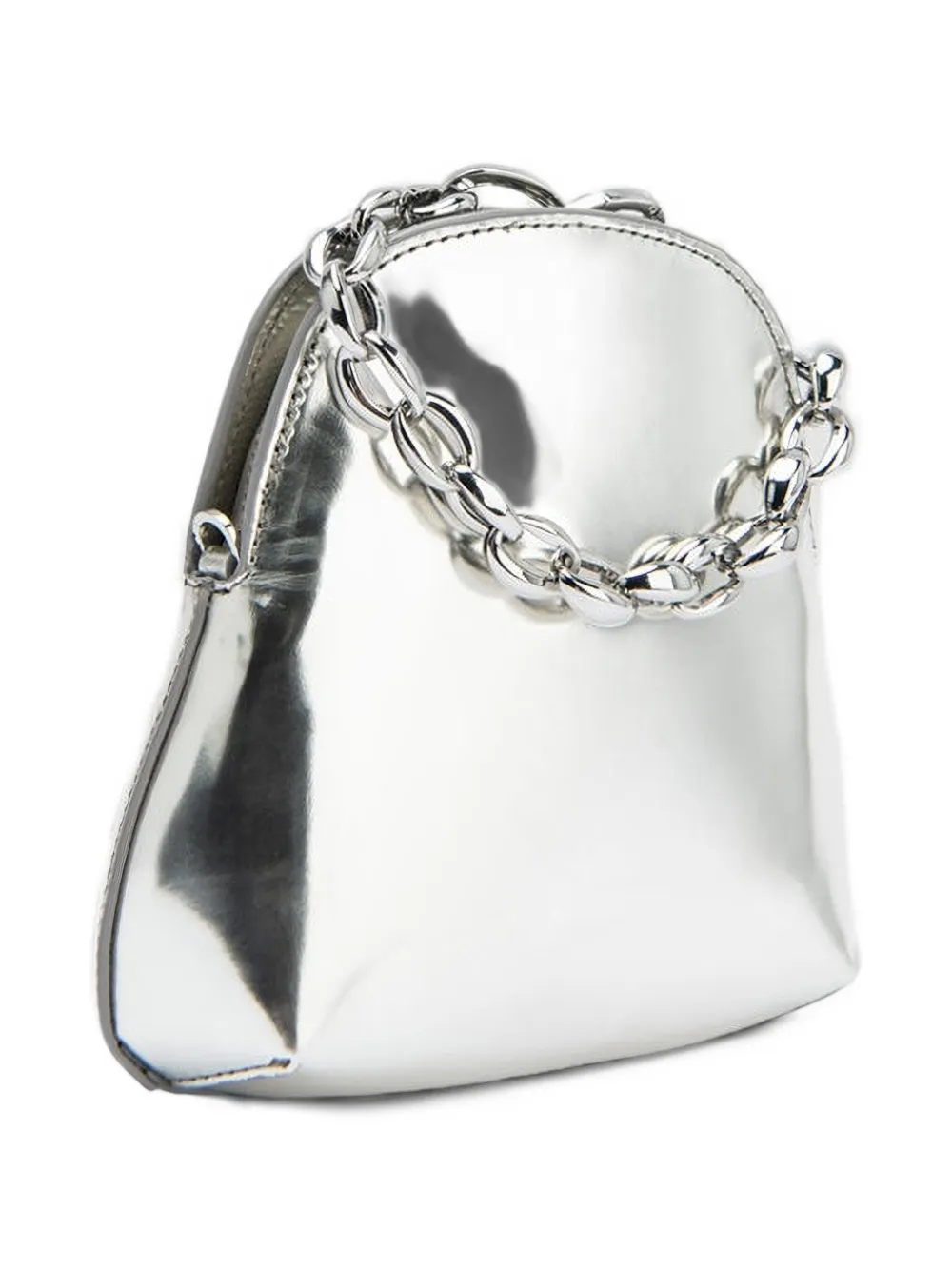 BY FAR Koko metallic-leather top-handle crossbody bag Zilver