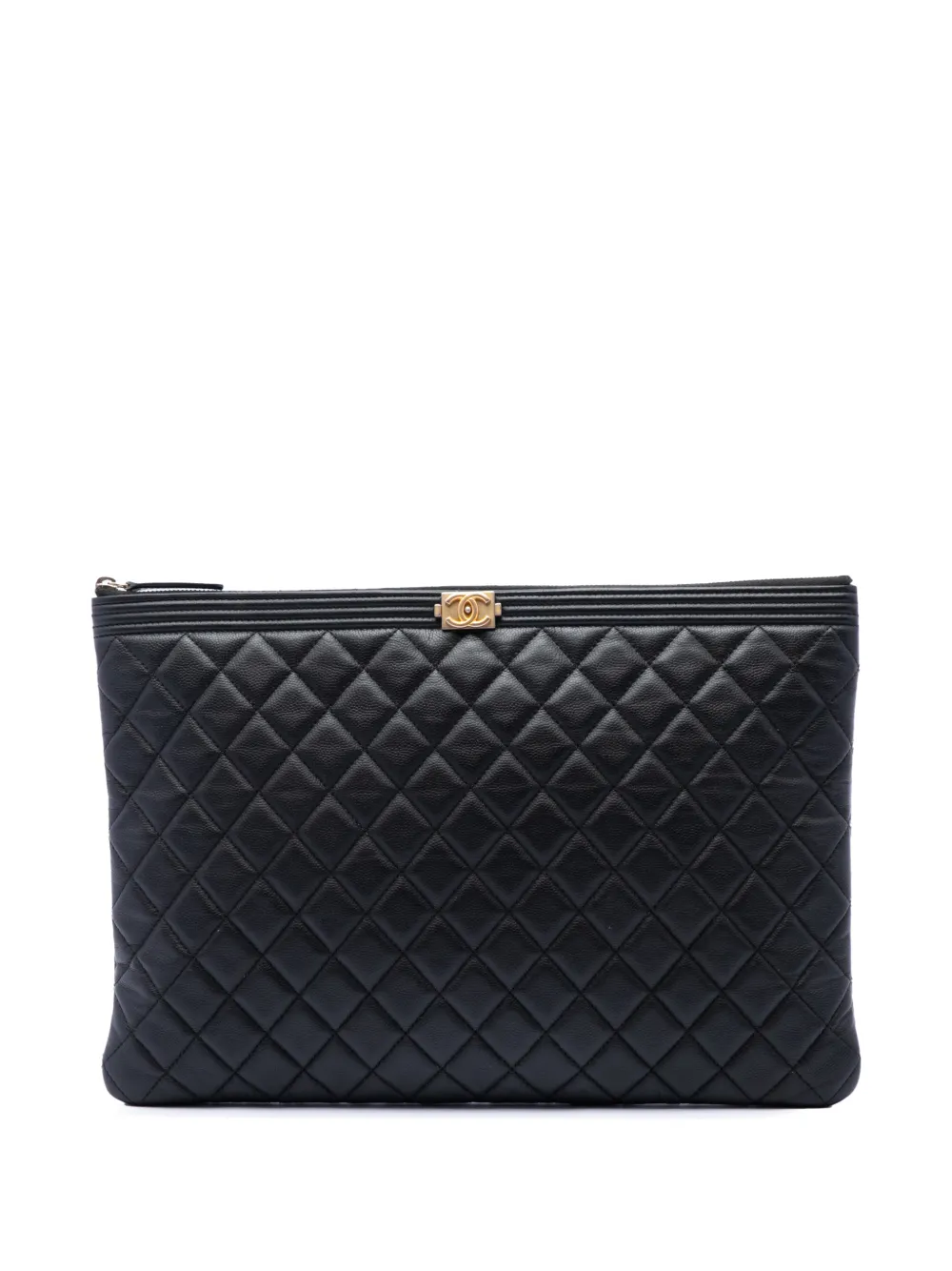CHANEL Pre-Owned 2017-2018 Large Quilted Caviar Boy O Case clutch bag - Schwarz