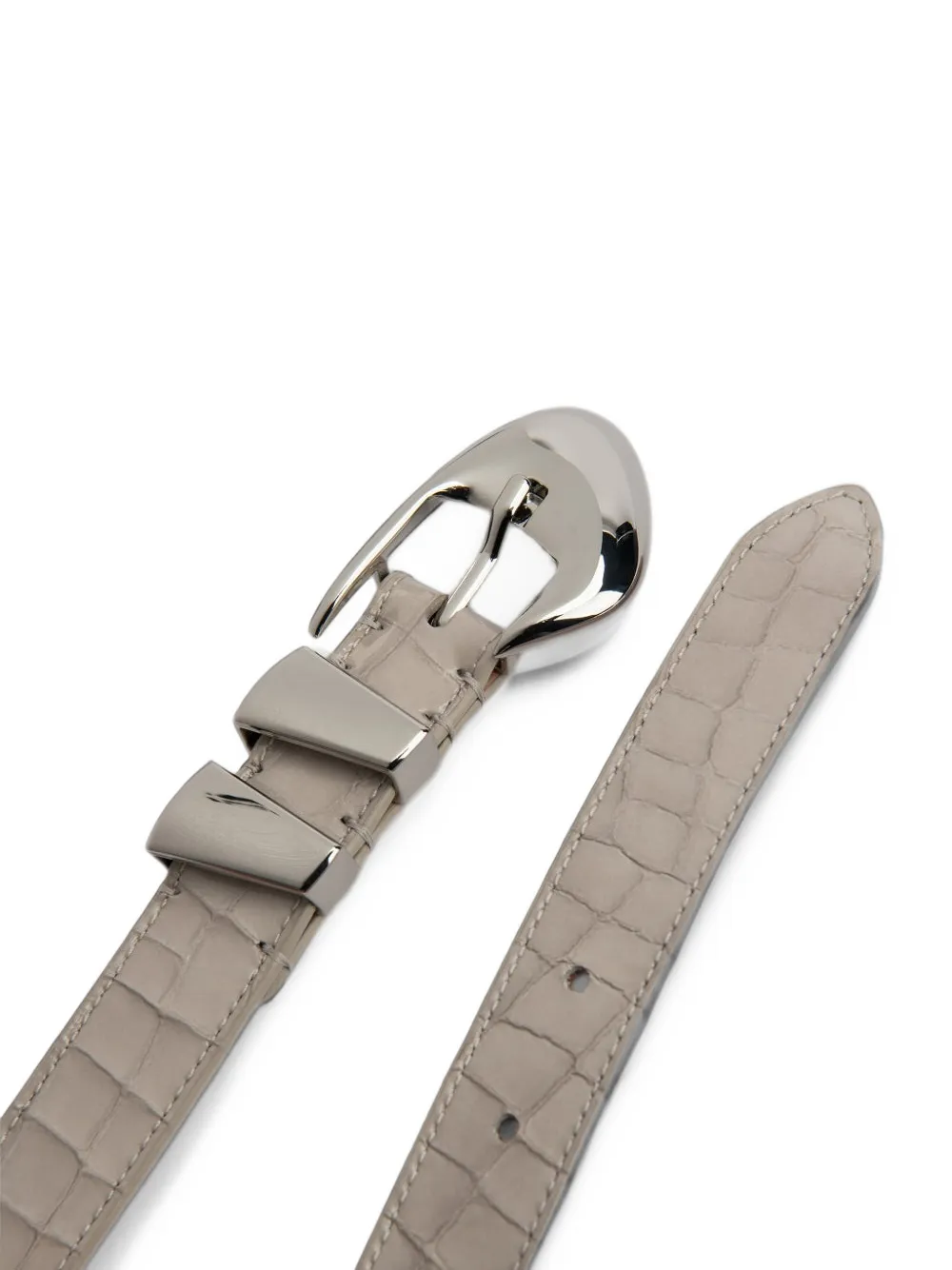 BY FAR Moore crocodile-embossed belt Beige