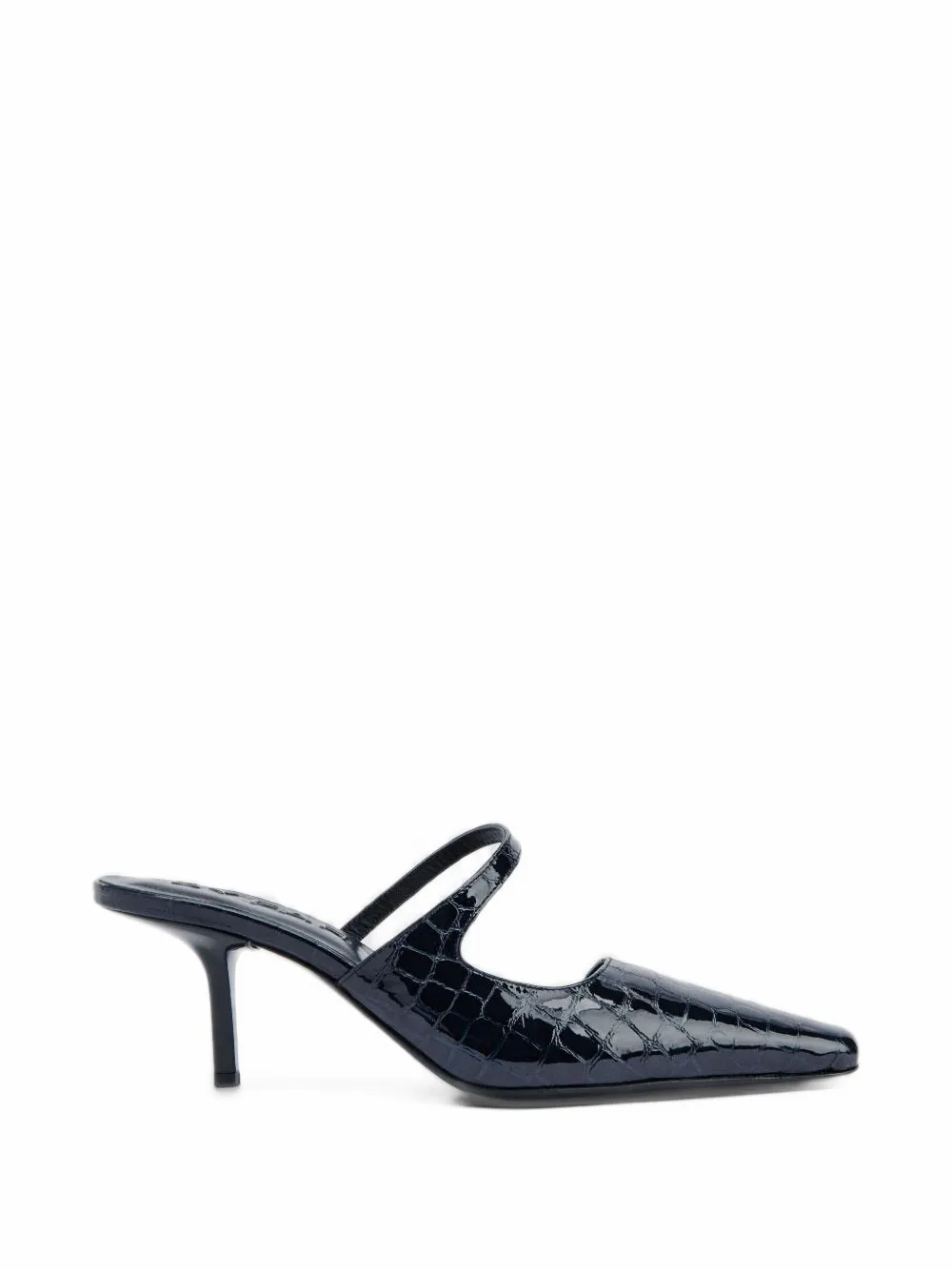 BY FAR Serena crocodile-embossed leather mules - Bleu BY FAR Serena crocodile-embossed leather mules - Bleu