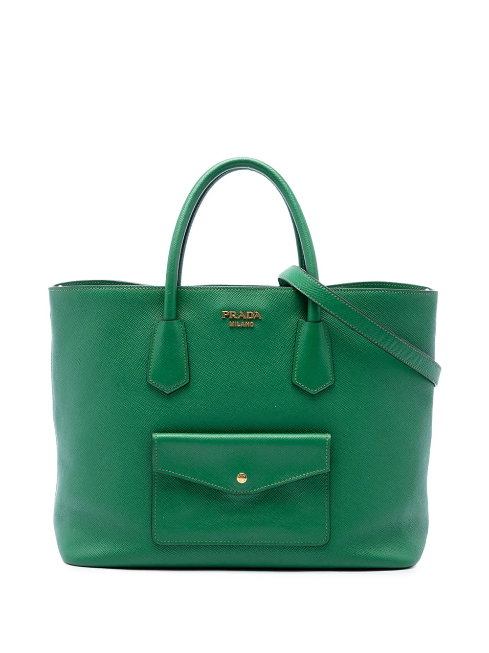 Prada Pre-Owned 2010-2026 Saffiano Cuir Front Pocket Convertible Tote satchel - Verde