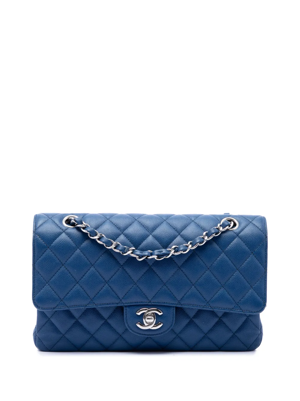 CHANEL Pre-Owned 2017-2018 Medium Classic Caviar Double Flap shoulder bag - Blau