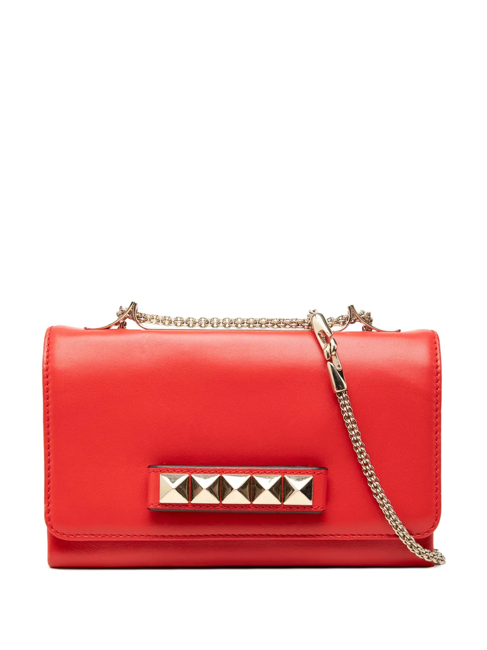 Valentino Garavani Pre-Owned 2000-2017 Leather Rockstud Va Va Voom Clutch on Chain crossbody bag - Rot