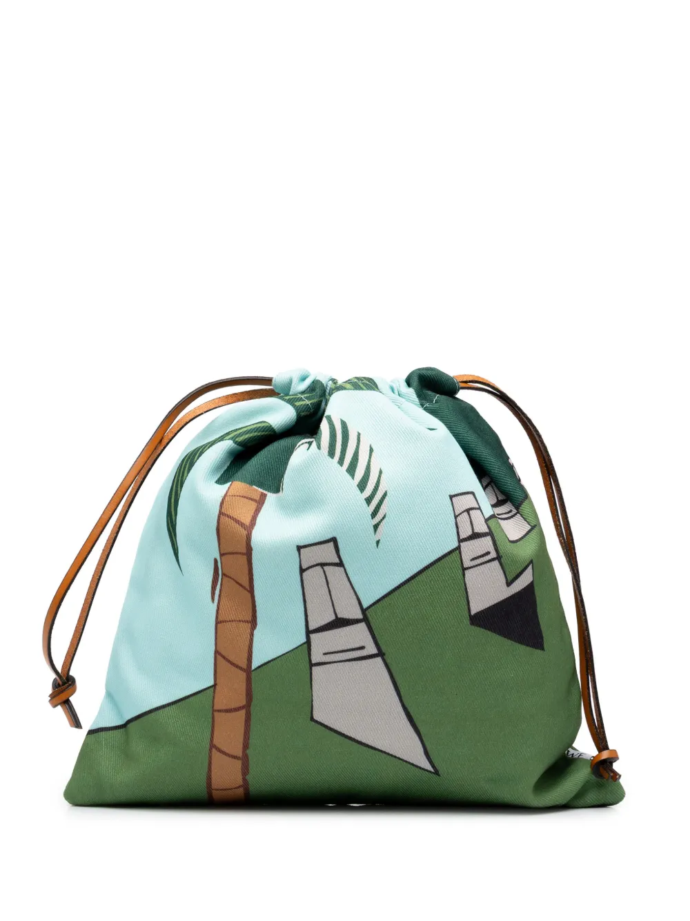 Loewe Pre-Owned 2020 Ken Price Canvas Easter Island Print Drawstring pouch - Grün