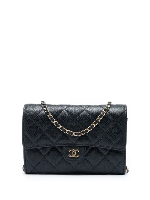 CHANEL Pre-Owned 2018 Mini Classic Caviar Flap Wallet on Chain crossbody bag