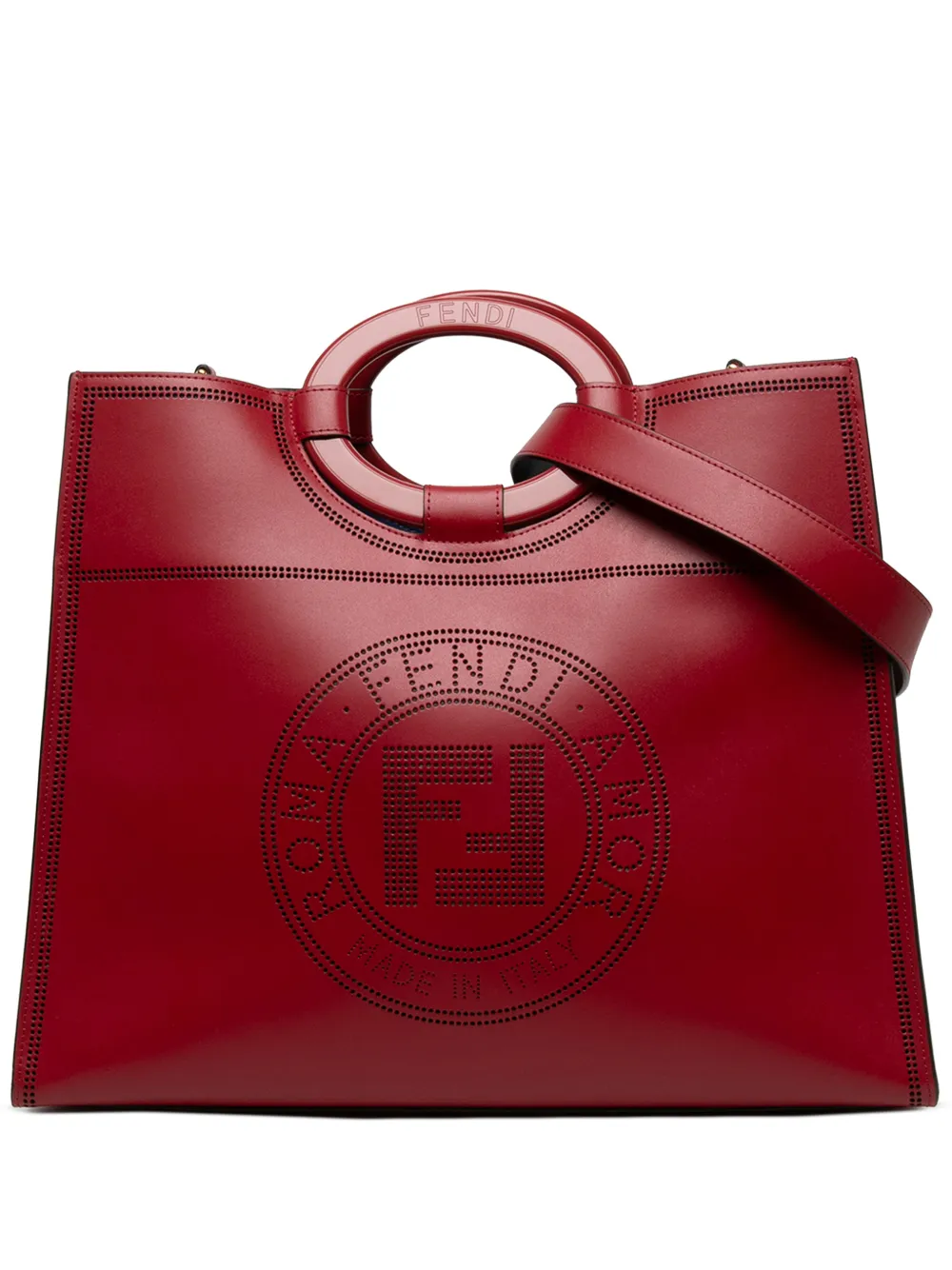 Fendi Pre-Owned 2010-2026 Medium Perforated Leather Runaway Tote satchel - Rot