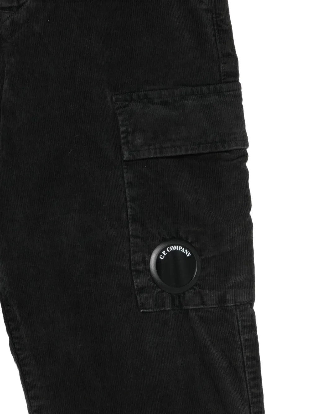 C.P. Company Kids Lens-detail corduroy cargo pants Zwart