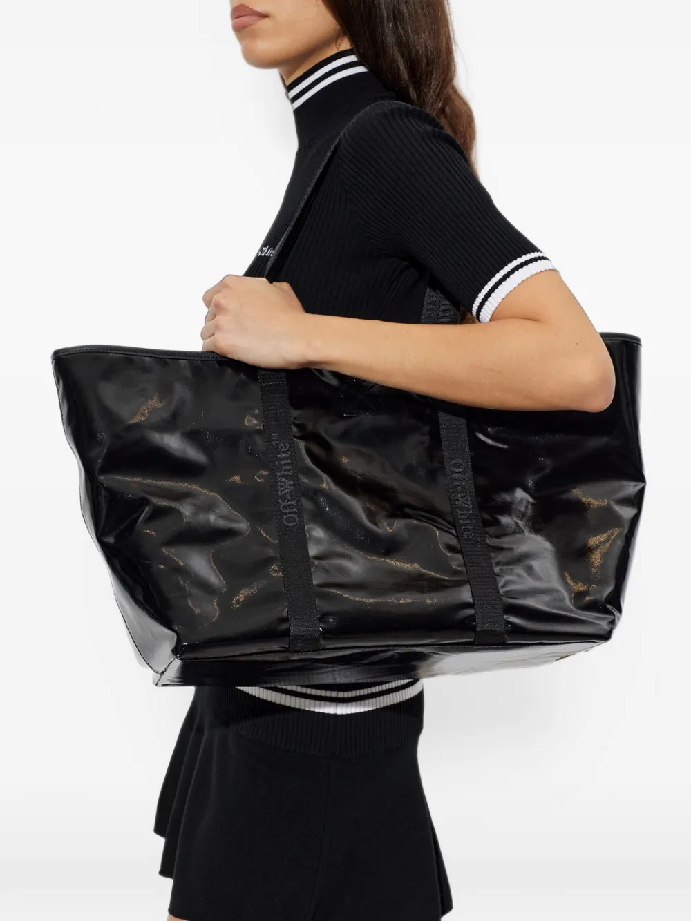 Off-White Jitney logo-strap tote bag Zwart