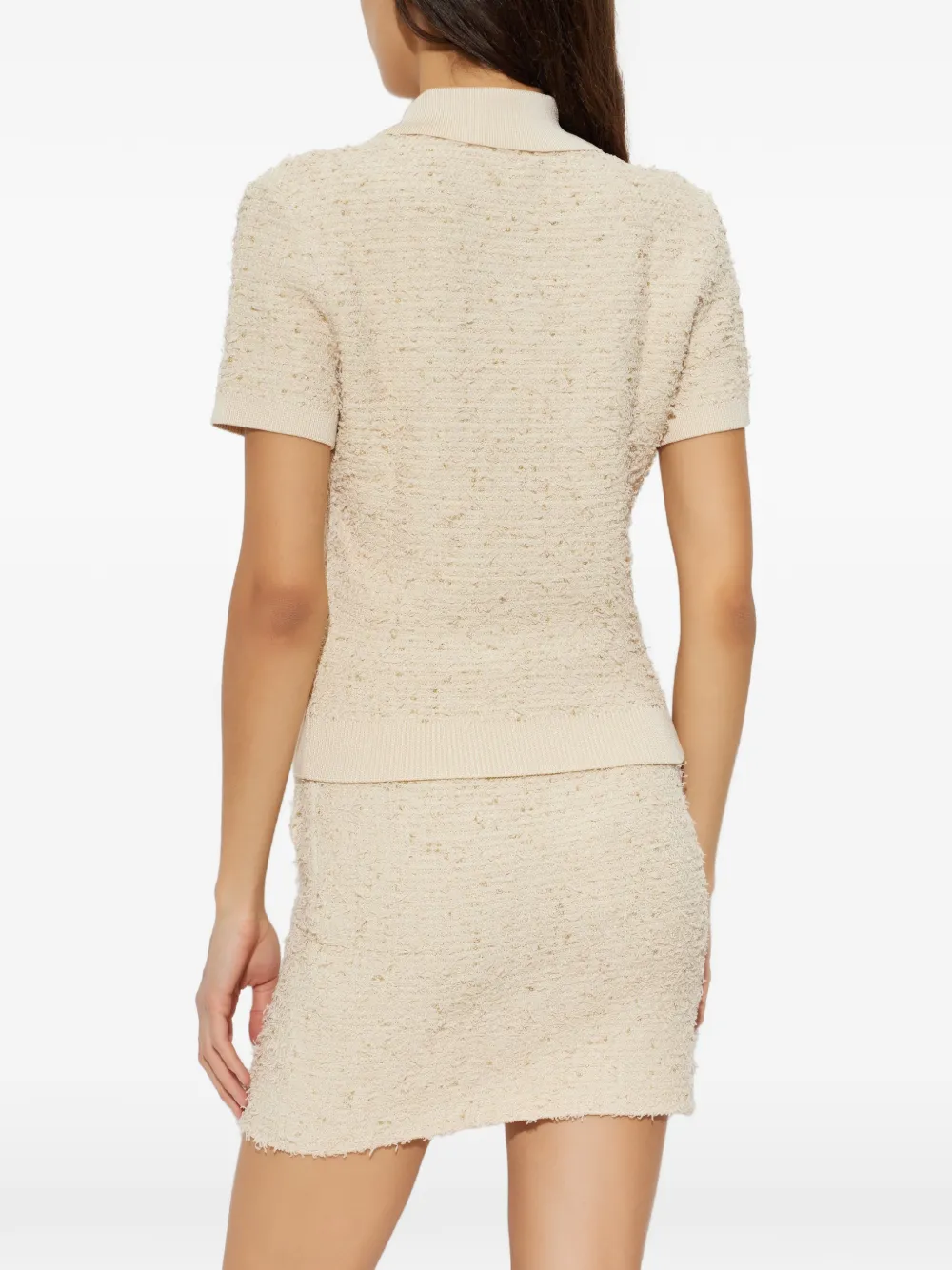 Balmain lurex-thread polo top Beige