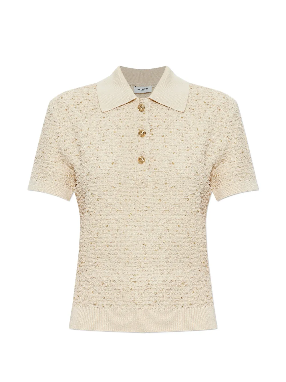Balmain lurex-thread polo top Beige