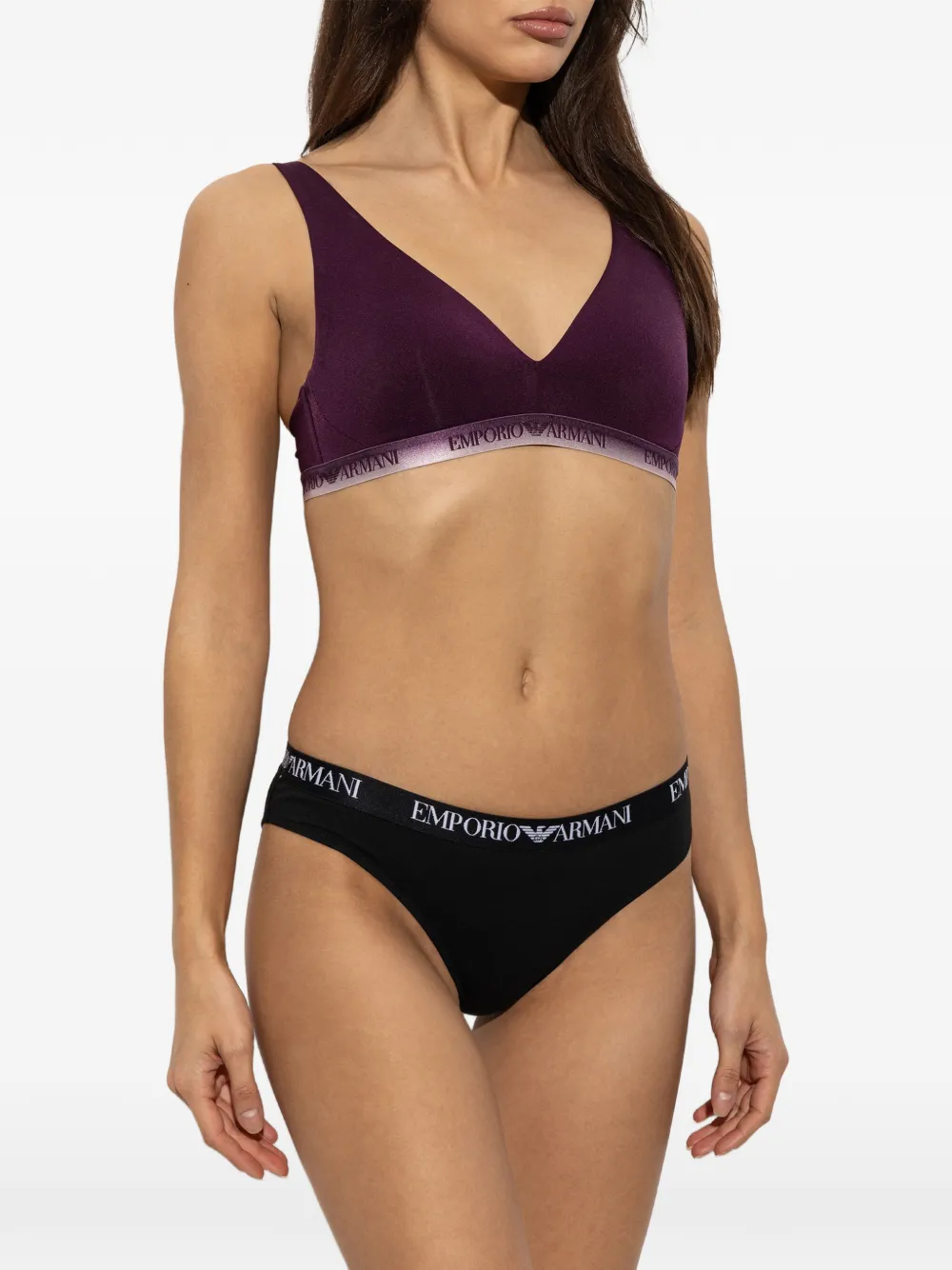 Emporio Armani logo-underband bralette Paars