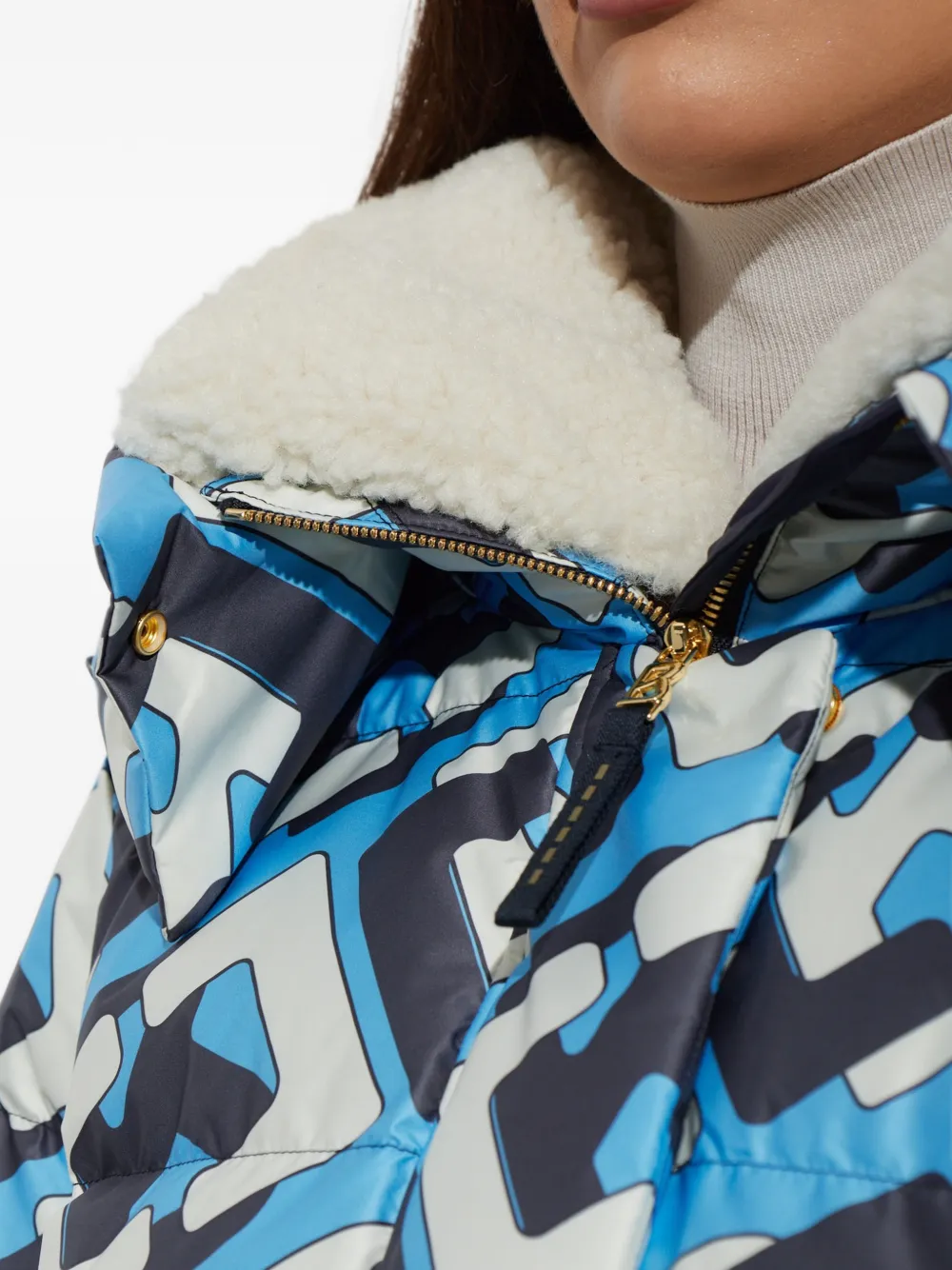 BOGNER Naia monogram-print ski puffer jacket Blauw