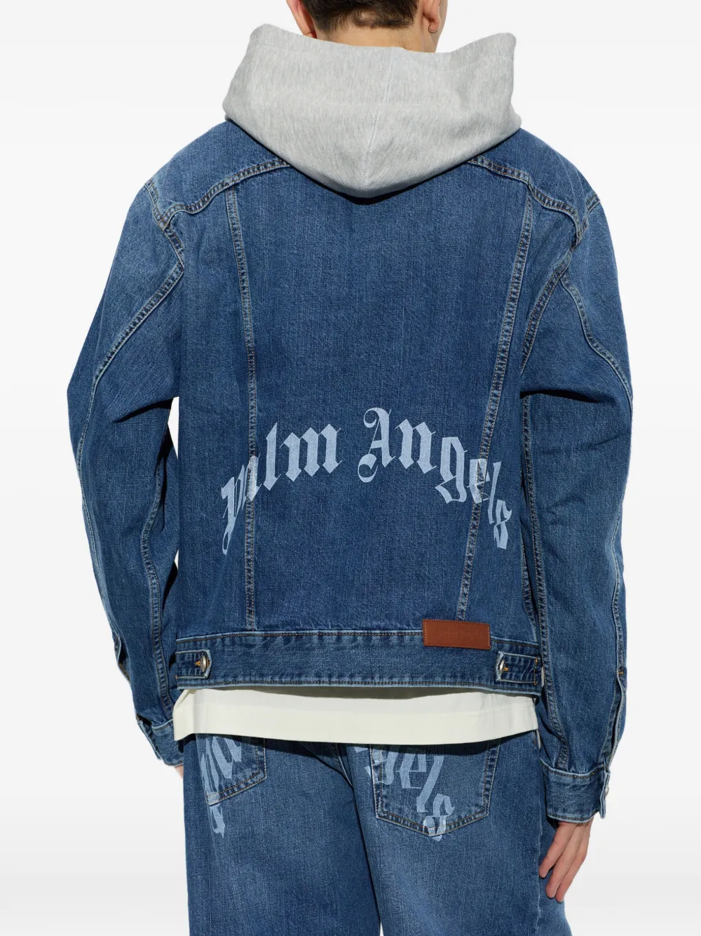 Palm Angels Curved Logo denim jacket Blauw