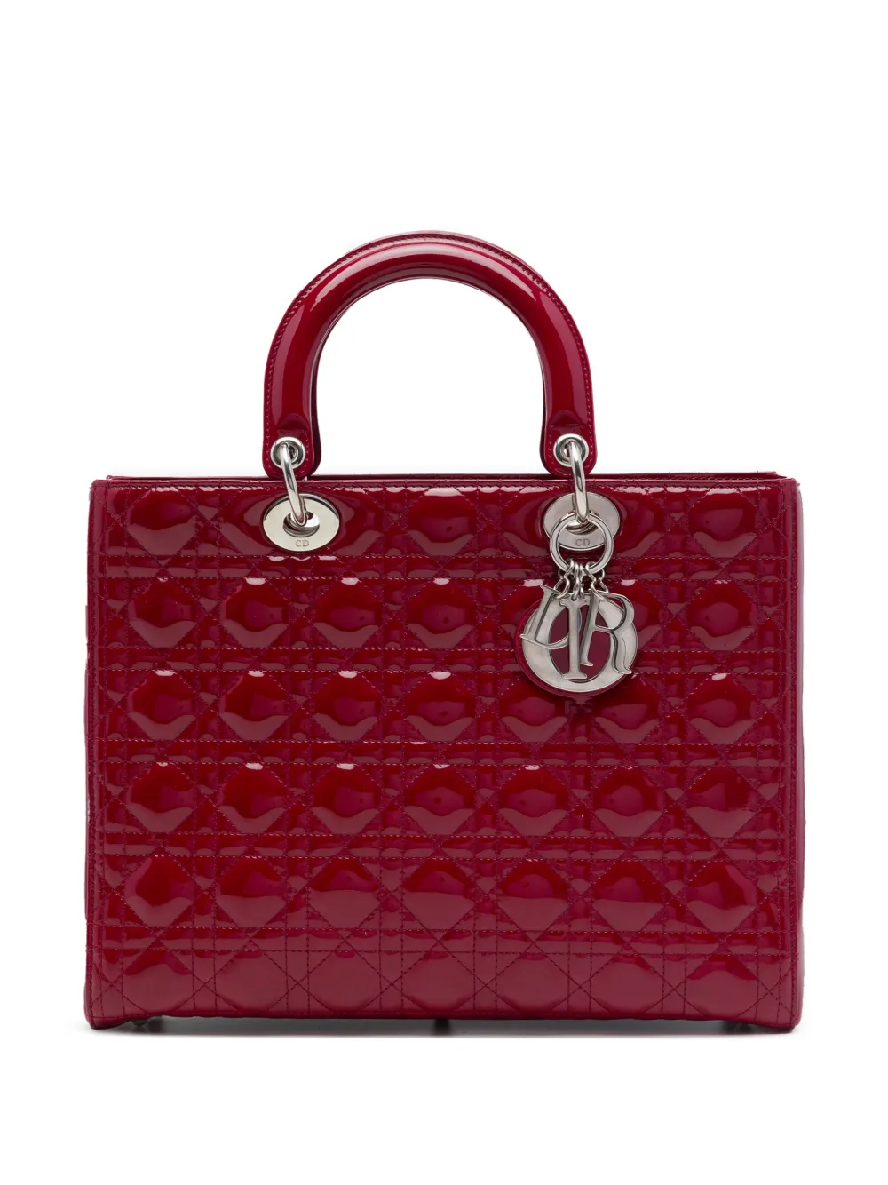 Christian Dior Pre-Owned 2014 Large Patent Cannage Lady Dior satchel - Rot