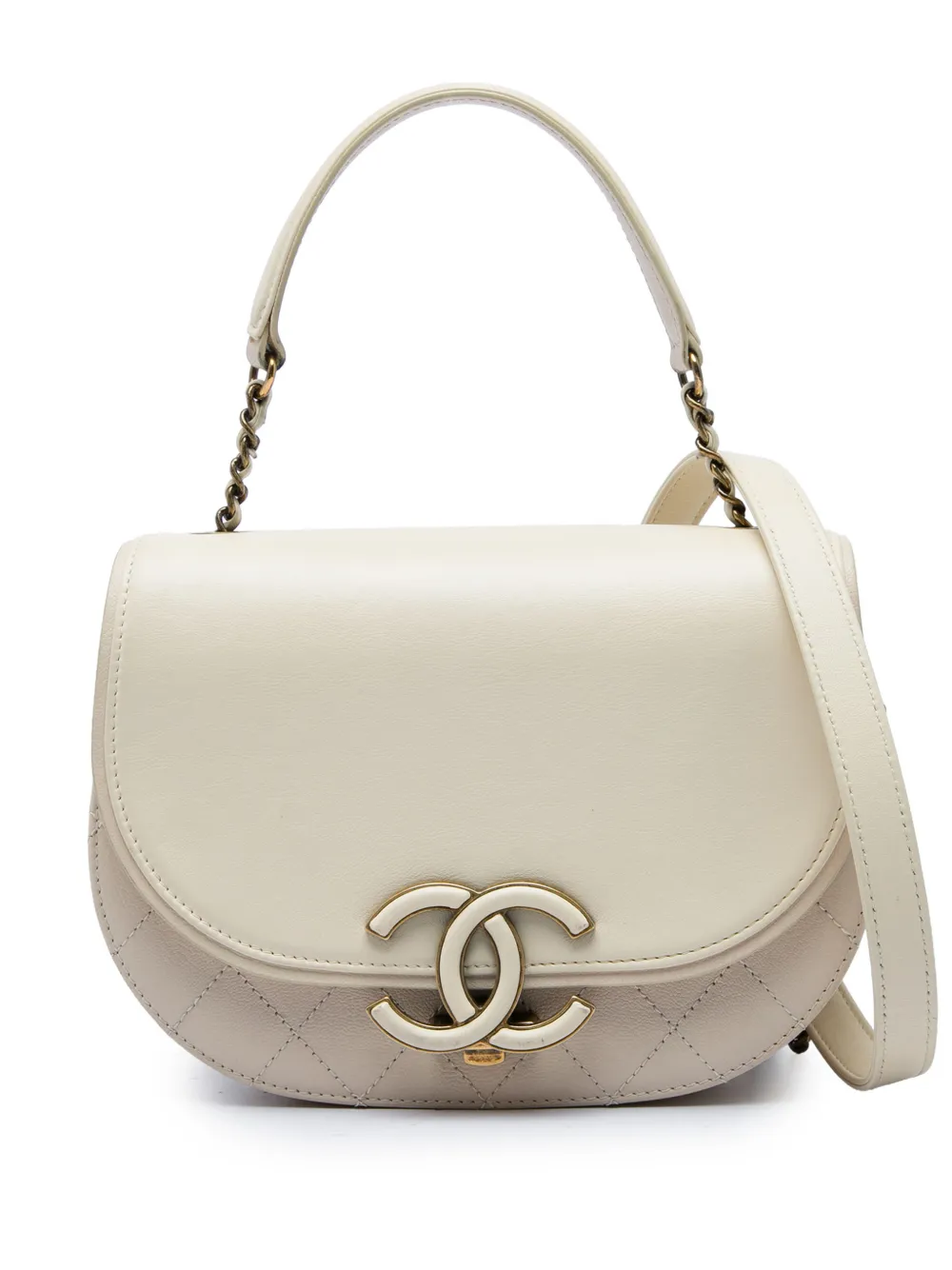 CHANEL Pre-Owned 2016-2017 Small Calfskin Coco Curve Flap satchel - Brown