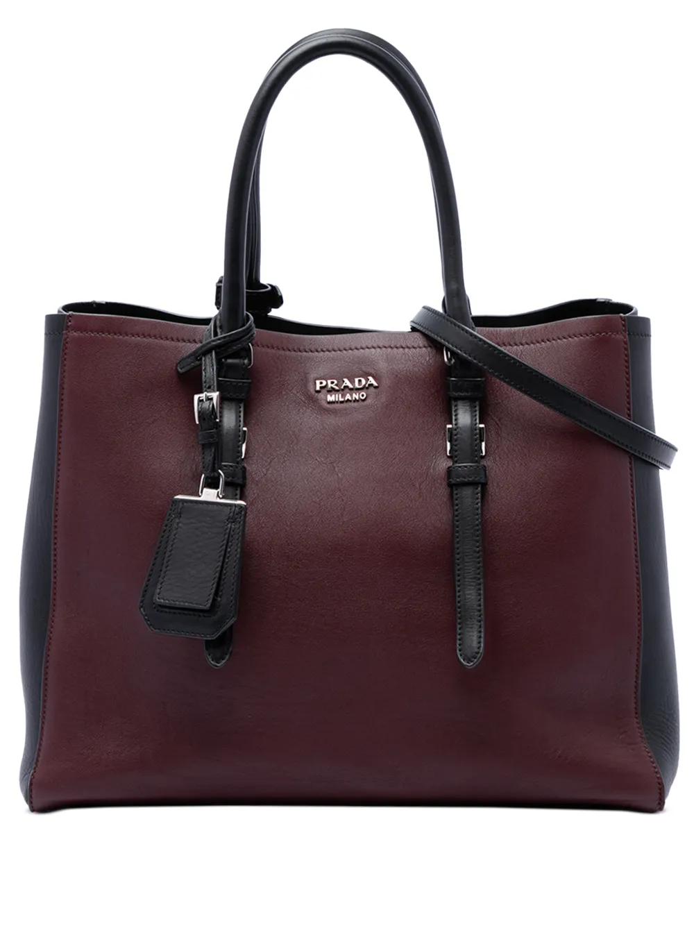 Prada Pre-Owned 2013-2026 Medium Bicolor City Calf Double satchel - Rosso