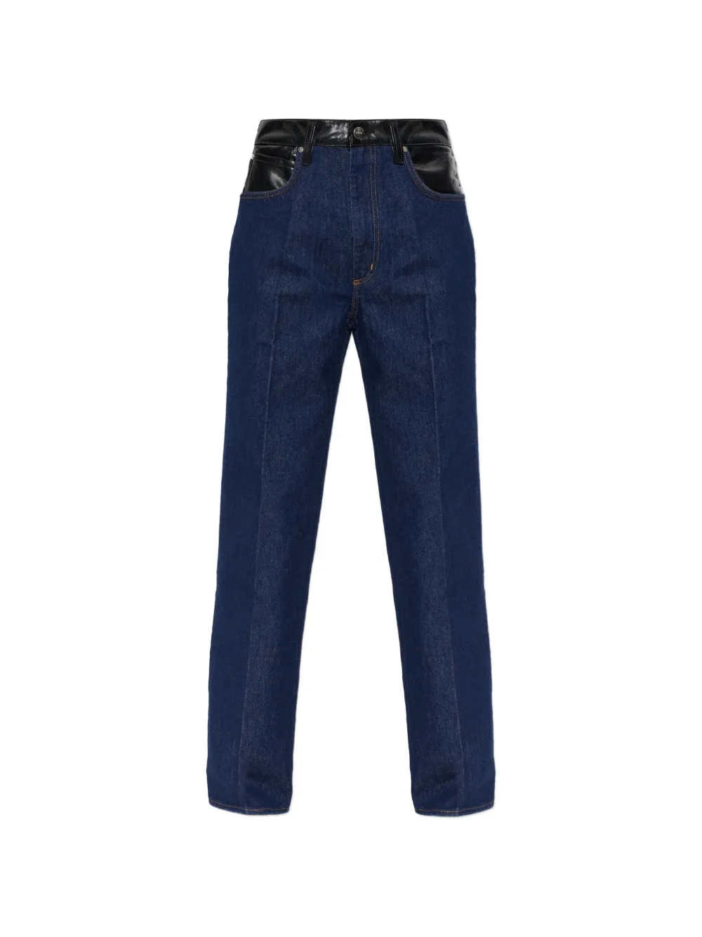 AGOLDE leather-trimmed straight-leg jeans - Blu