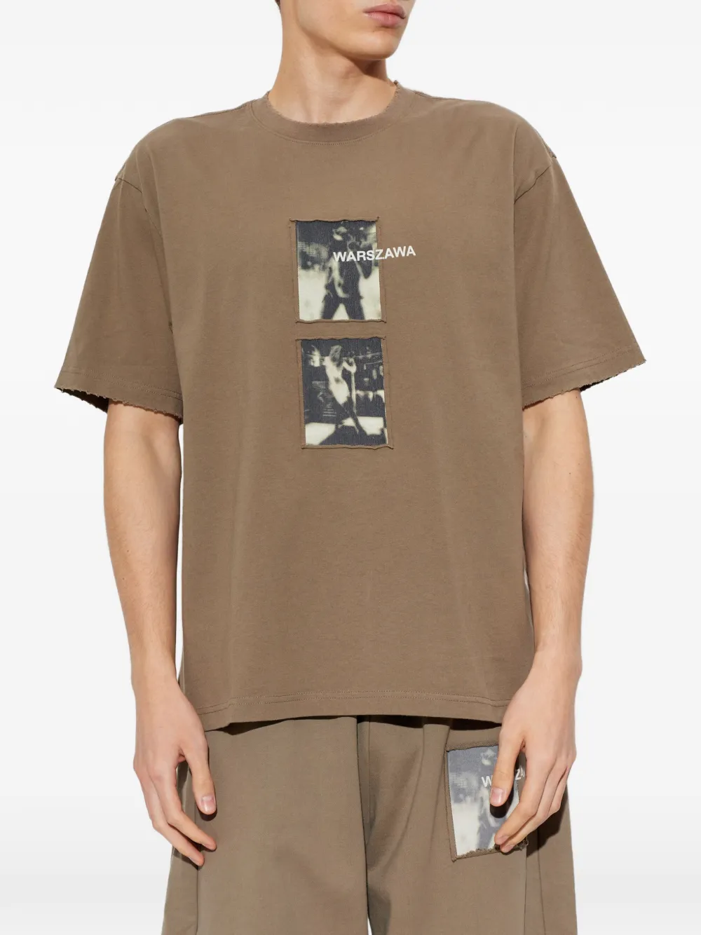 MISBHV graphic-print raw-edge T-shirt Zwart