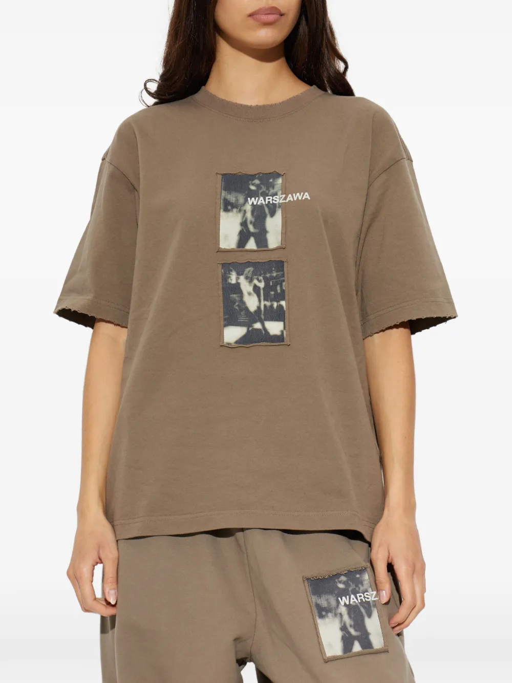 MISBHV graphic-print raw-edge T-shirt Zwart
