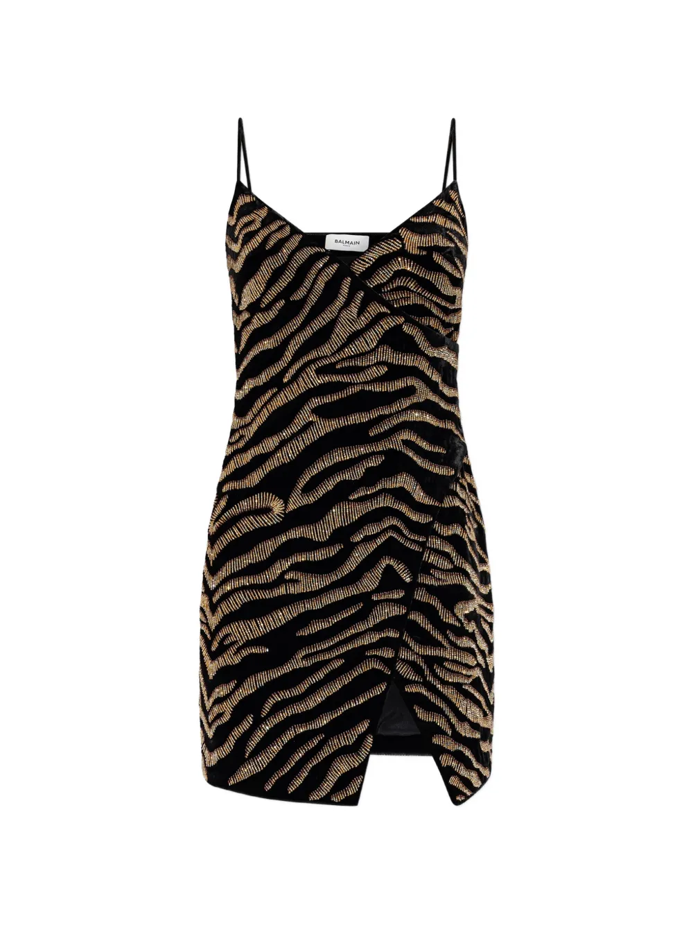 Balmain velvet dress with tiger embroidery Zwart