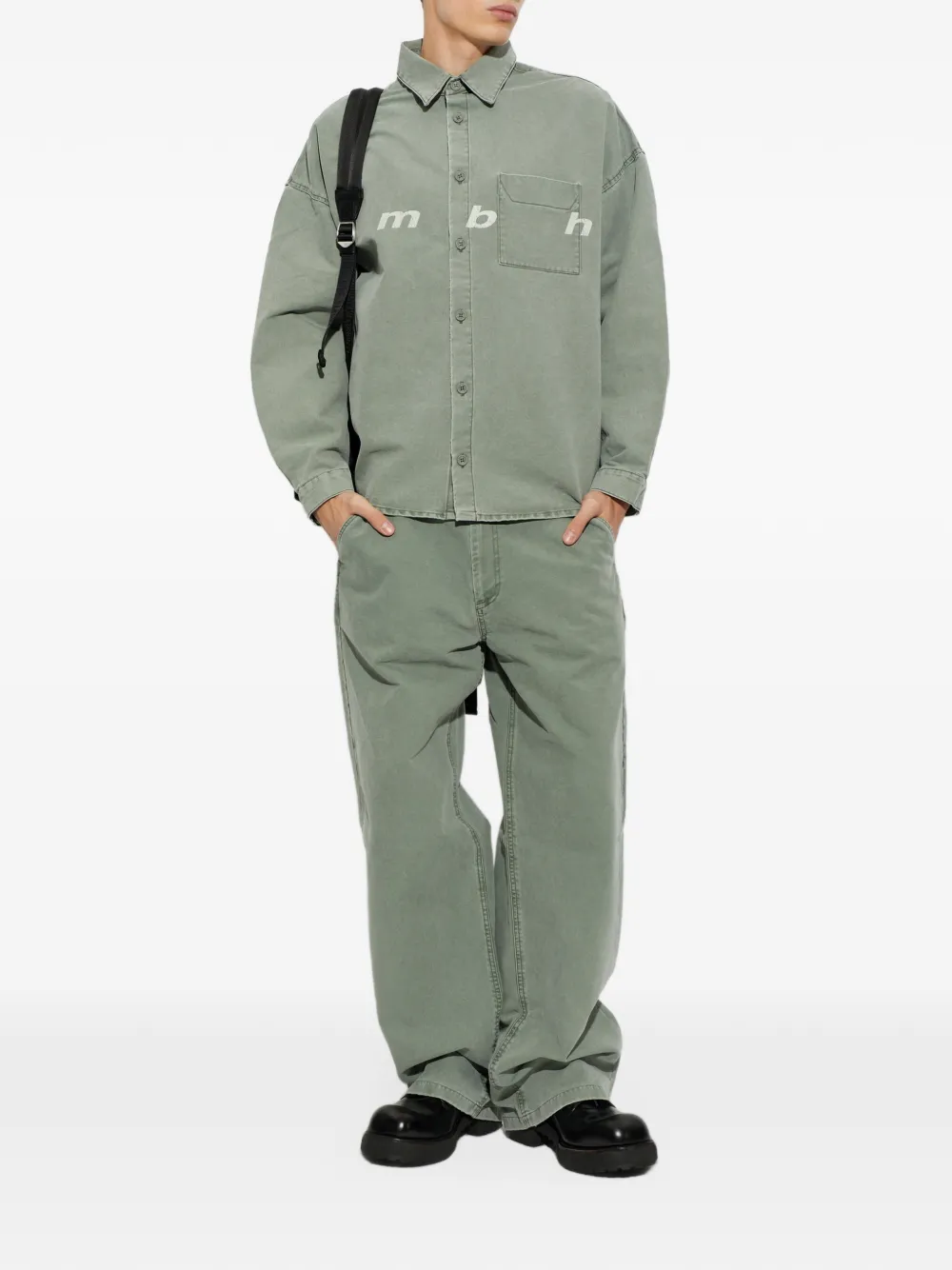 MISBHV logo-plaque straight-cut trousers Groen