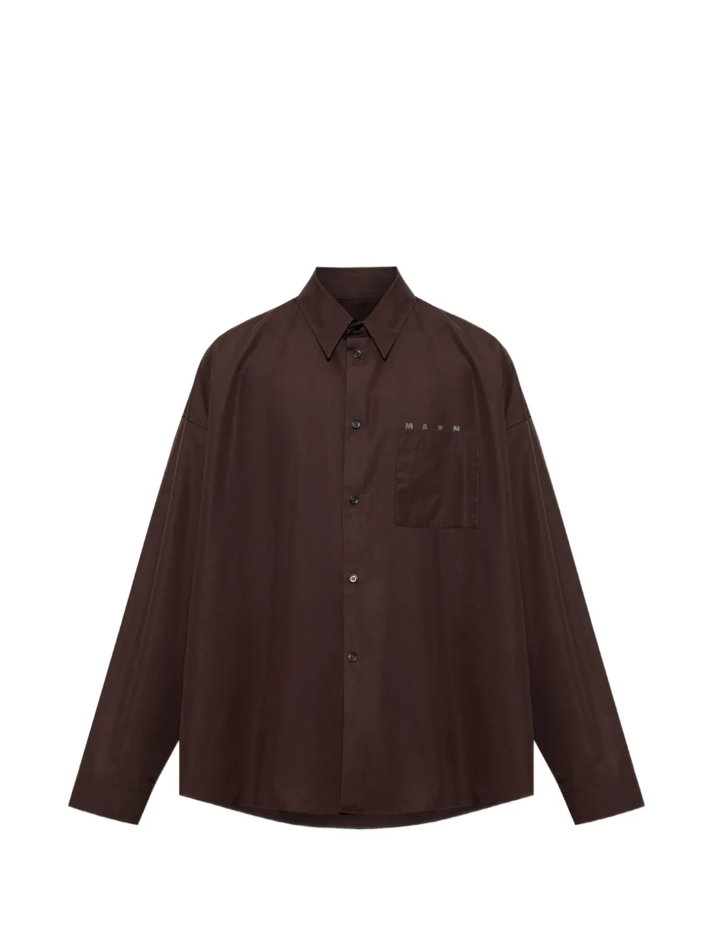 Marni logo-print pocket shirt - Braun