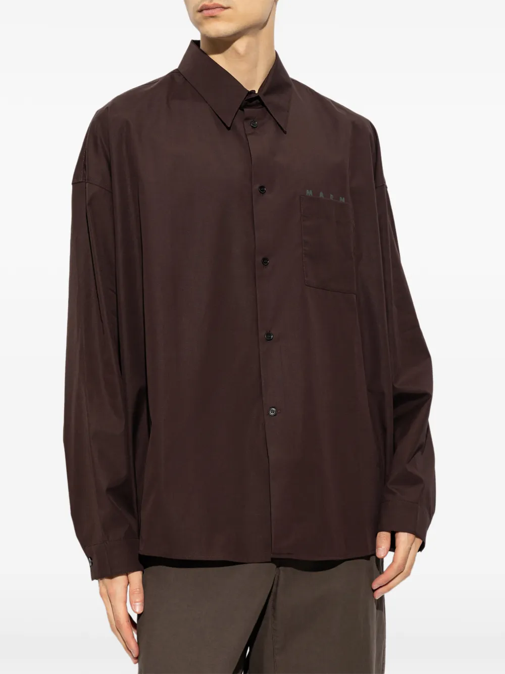 Marni logo-print pocket shirt Bruin