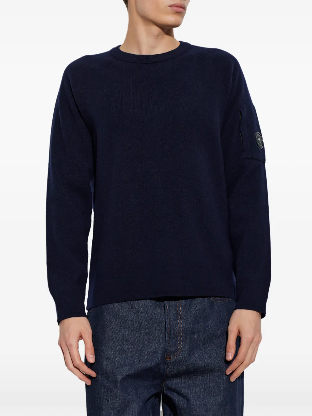 C.P. Company lens-detail raglan-sleeve sweater Blauw