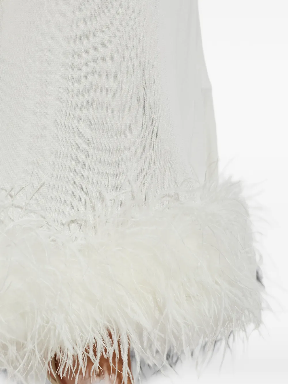 Self-Portrait white racer-back feather knit midi dress Wit