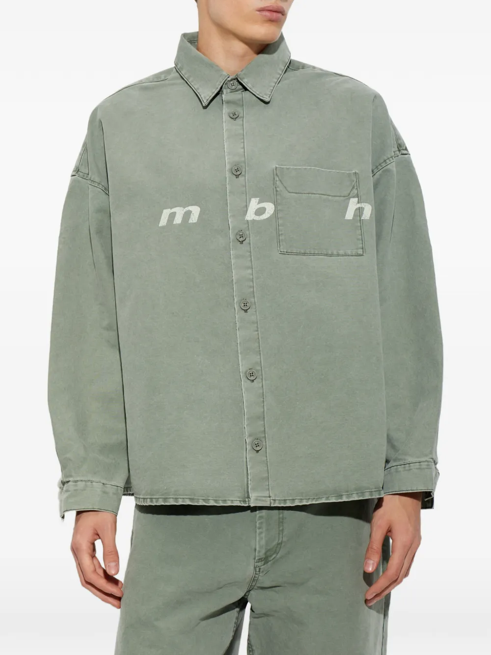 MISBHV logo-print denim shirt Grijs