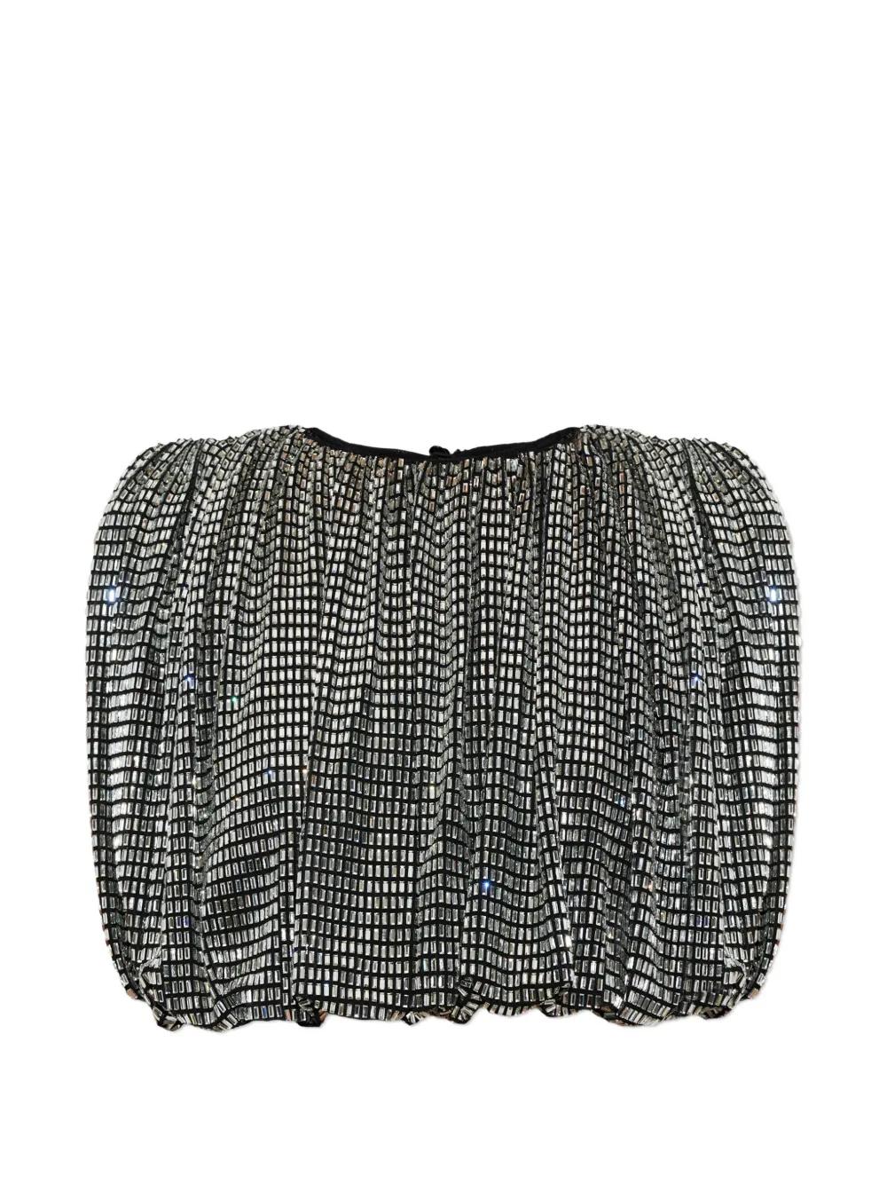 Self-Portrait silver rhinestone drape top Zilver