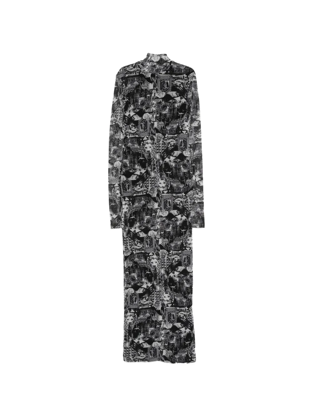 Blumarine patterned high-neck midi dress Zwart