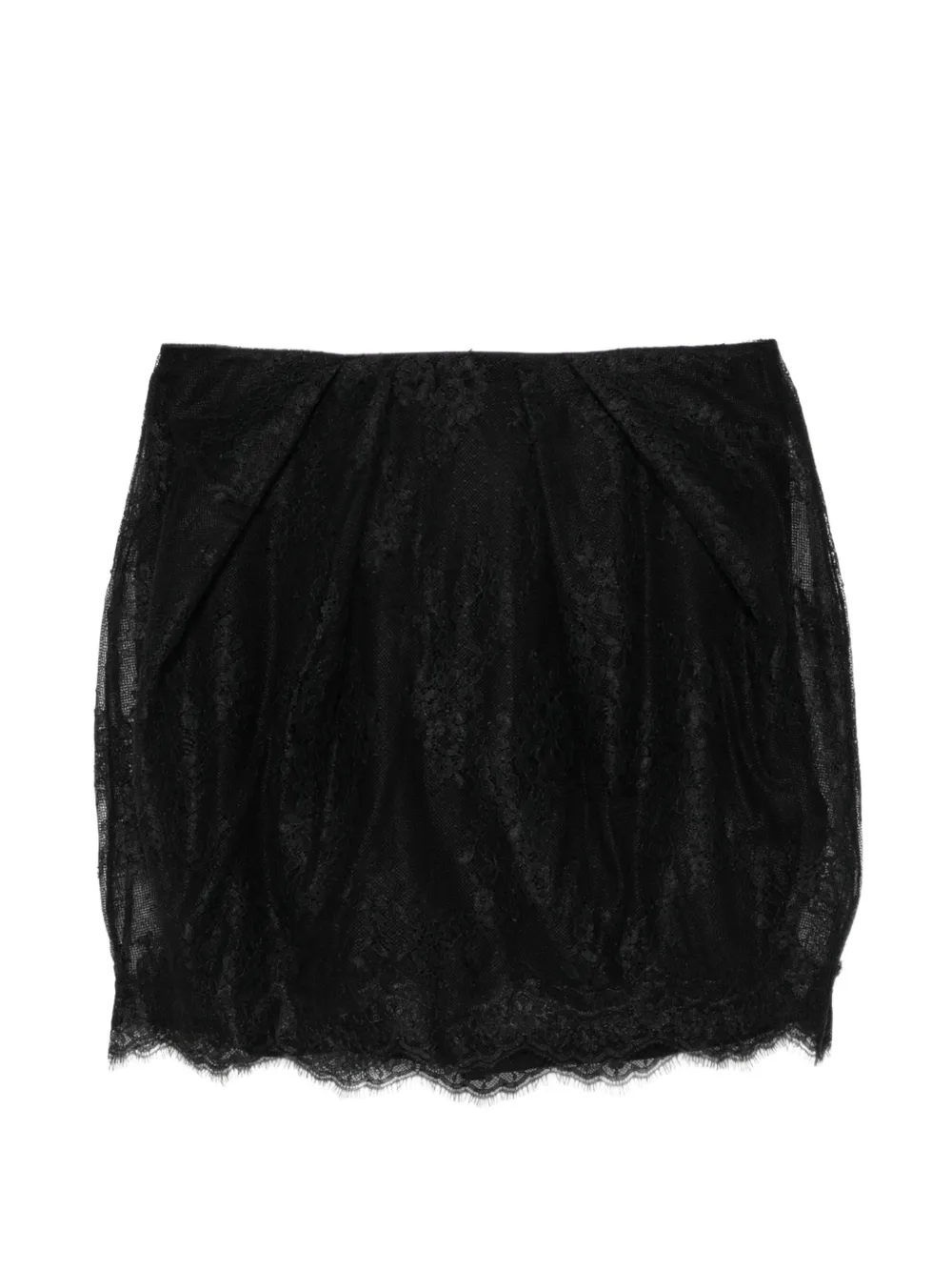 Blumarine lace-overlay gathered mini skirt - Nero